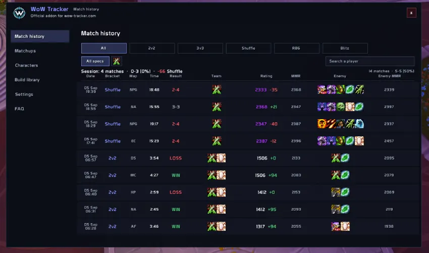 Match history with both teams